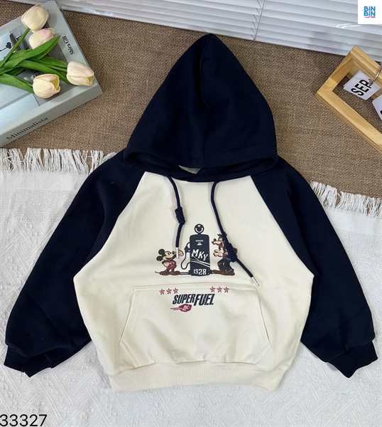 33327-Áo hoodie Mickey supper kem