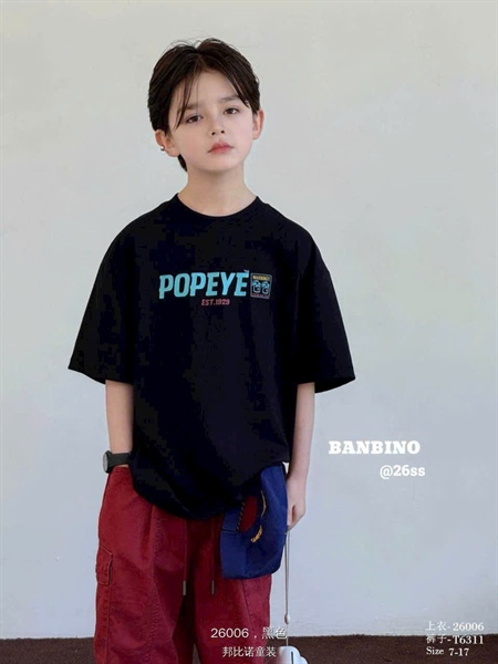 33333-Áo thun banbino đen Popeye Đại