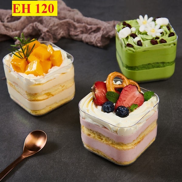 10 Ly, cốc mousse vuông, cốc vuông GD - 2013 đựng bánh lạnh (KHÔNG NẮP)