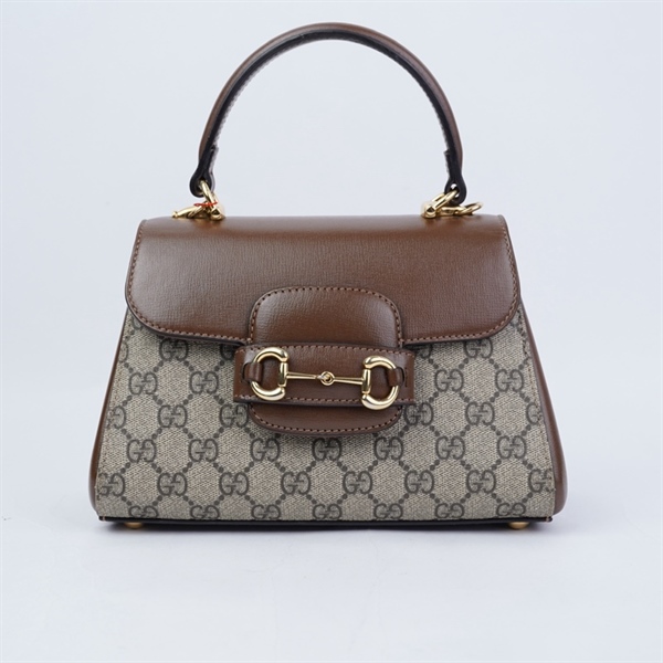 Túi GG Horsebit 1955 xám nắp nâu 2 strap (703848-520981) sz22-18 (HT)+