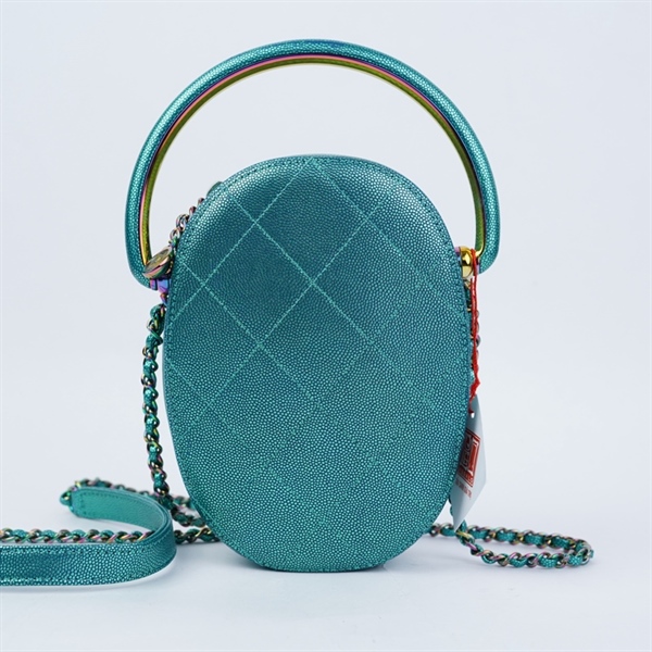 Túi Chanel đeo chéo oval xanh (28267357) sz12 KG+