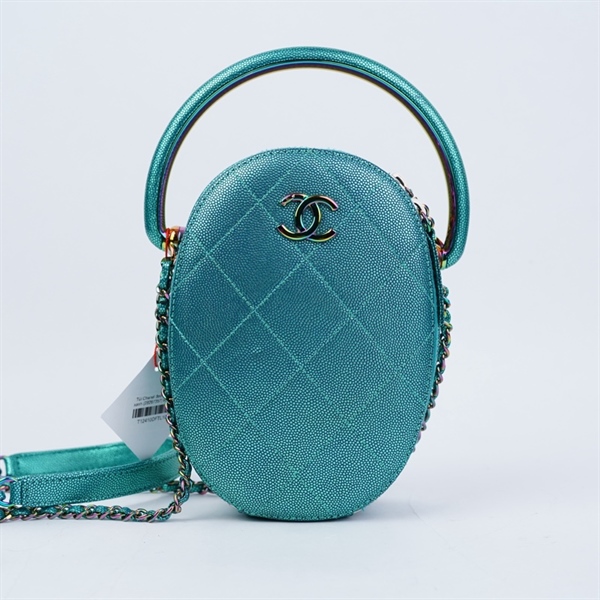 Túi Chanel đeo chéo oval xanh (28267357) sz12 KG+