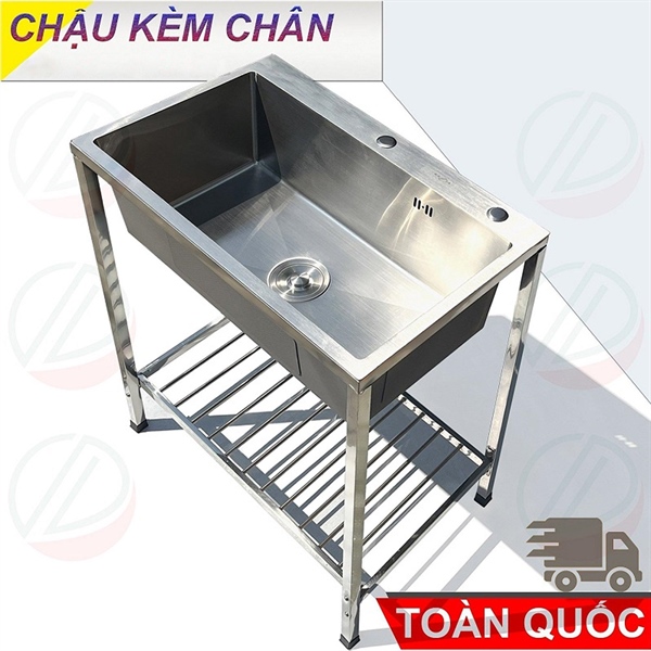 Chậu chén có chân Kazta 1 hộc inox mờ (I)