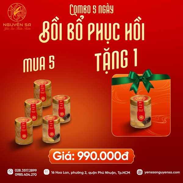 Combo Yến Chưng Nóng - 5 Tặng 1 - Bồi Bổ Phục Hồi