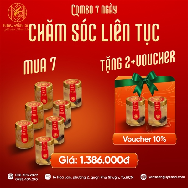 Combo Yến Chưng Nóng - 7 Tặng 2 - Chăm Sóc Liên Tục