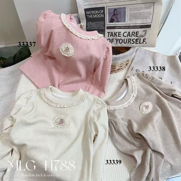 33339-Áo TD thun gân đắp Cherry be