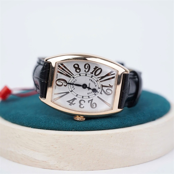 Đồng hồ Franck Muller viền vàng hồng dây đen (No102) sz31 (HC) KG+