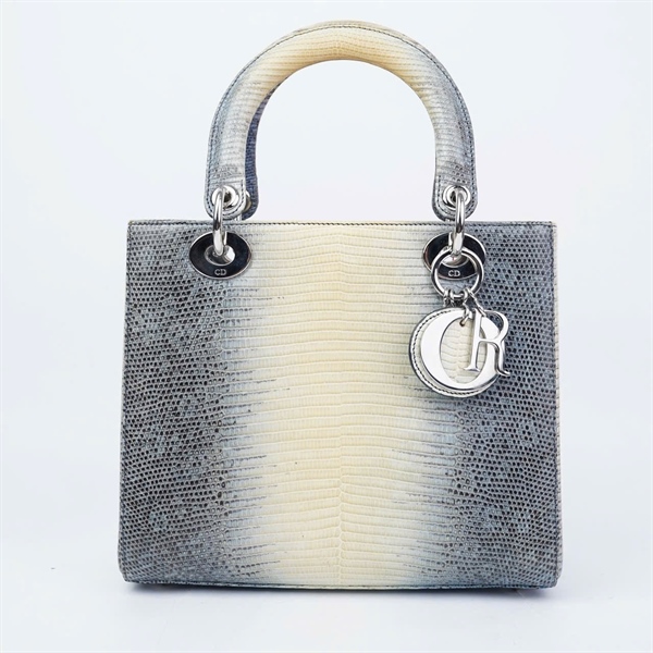 Túi Dior Lady xám nude da thằn lằn (11-MA-0116) szM (BMC) KG+