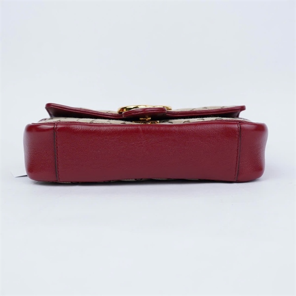 Túi GG Marmont xám viền đỏ (446744-001998) sz21 KG+