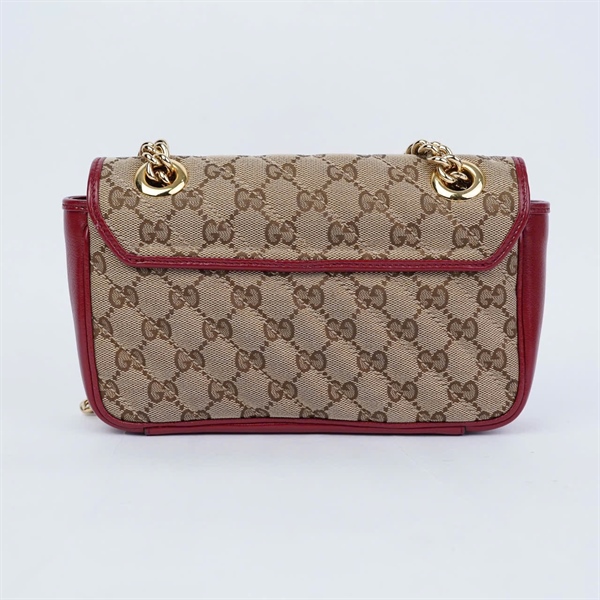 Túi GG Marmont xám viền đỏ (446744-001998) sz21 KG+