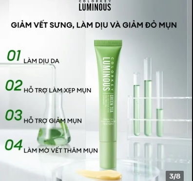 Kem chấm mụn Colorkey luminous TRà xanh 20g