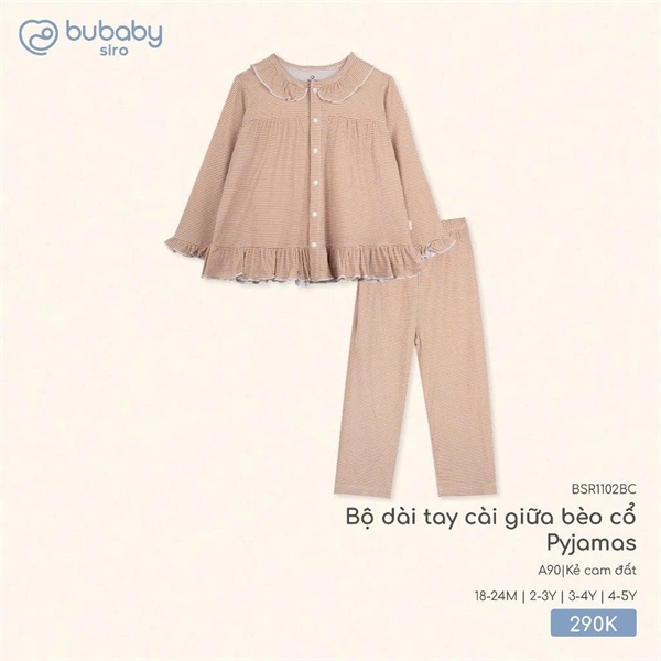 SR1102 - 24M/5Y Bộ dài tay cài giữa bèo cổ Pyjamas Bubaby