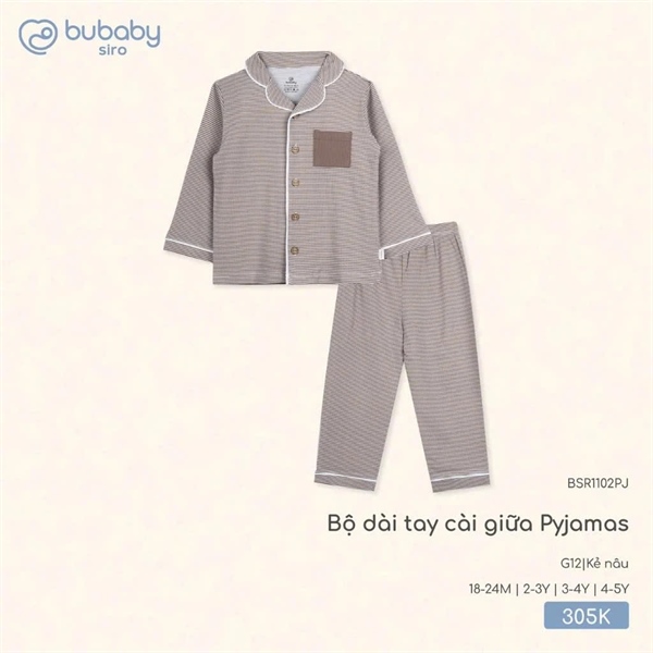 SR1102 - 24M/5Y Bộ dài tay cài giữa Pyjamas Bubaby