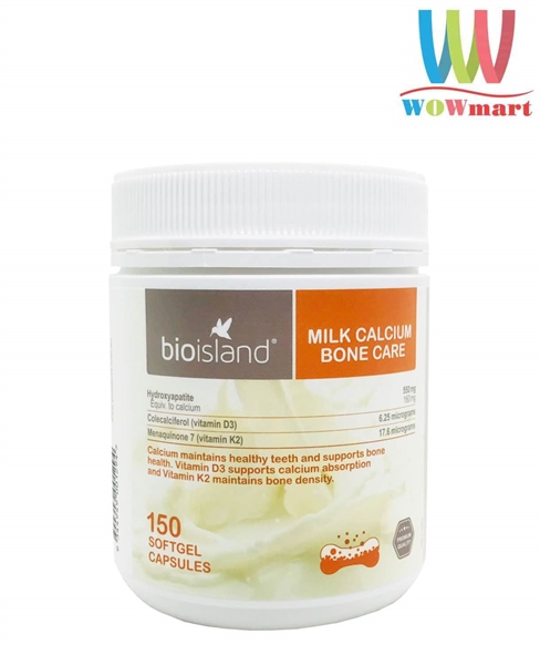 Viên uống Canxi sữa Bioisland Milk Calcium Bone Care (Lọ 150 viên)