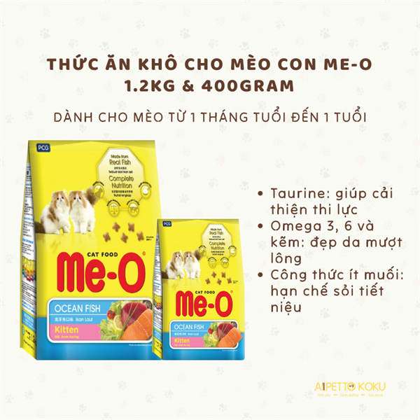 Hạt vị cá biển Me-O dành cho mèo con