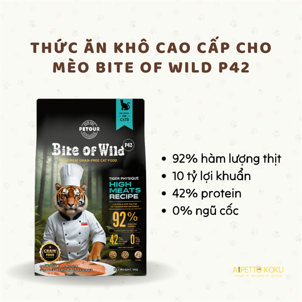 Hạt P42 Bite Of Wild cao cấp dành cho mèo mọi lứa tuổi