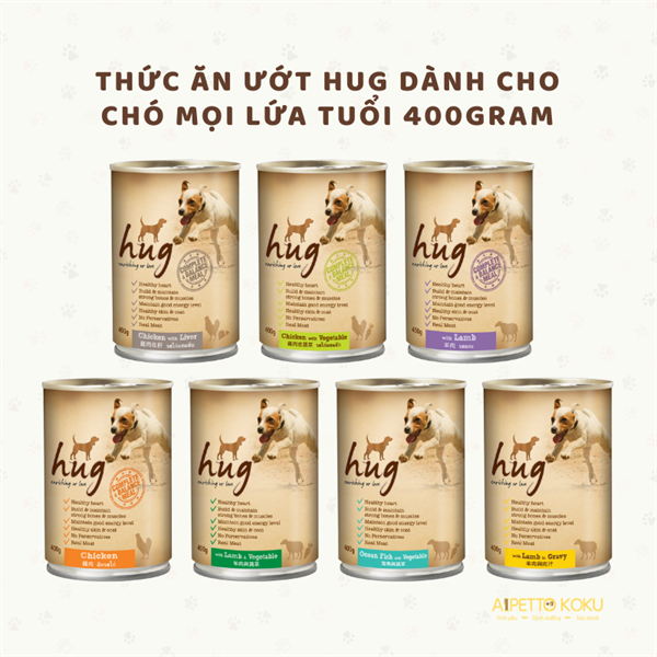 Pate lon Hug dành cho chó mọi lứa tuổi 400gr