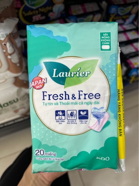 Laurier Fresh&Free siêu mỏng không cánh 20 miếng