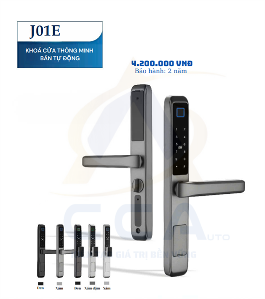 Khoá thông minh cửa nhôm J01E màu đen.