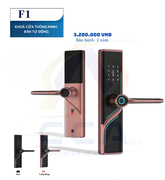 Khoá thông minh cửa gỗ F1 màu đồng