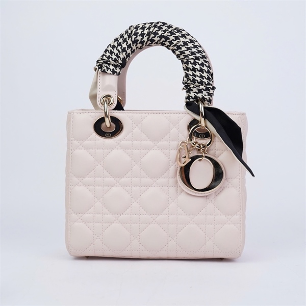 Túi Dior Lady hồng quấn khăn (18-MA-0260) szS (TT) KG+