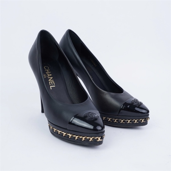 Giày Chanel đen cao 10cm sz36.5 (TT) KG+
