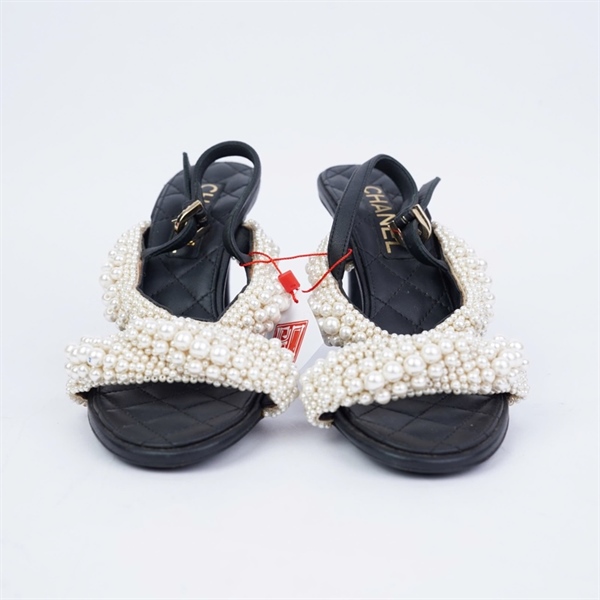 Giày Chanel đen đính ngọc cao 8cm sz37 (TT) KG+