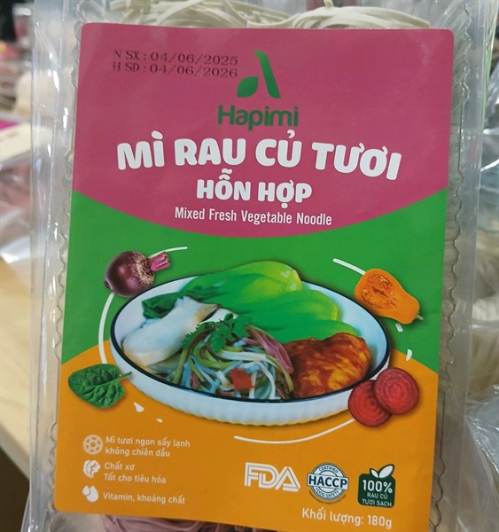 Mì rau củ tươi hỗn hợp Hapimi 180g
