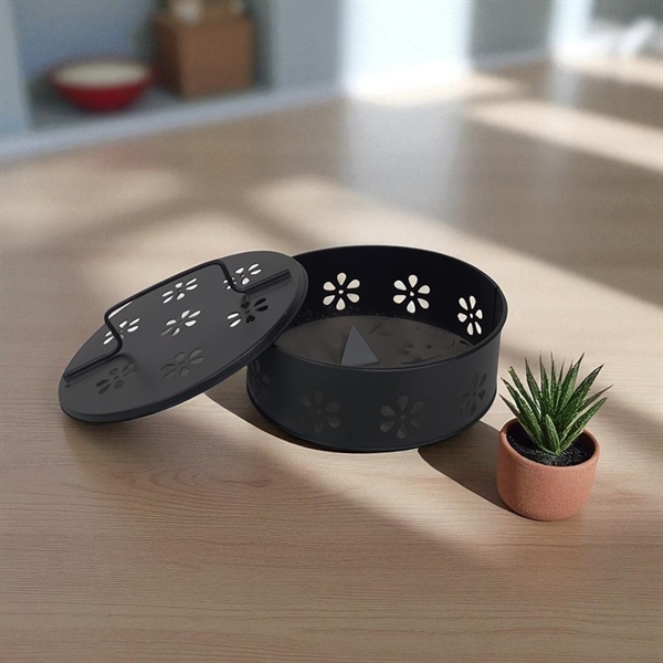 Hộp nhang muỗi tròn dập hoa 16 x 16 x 9