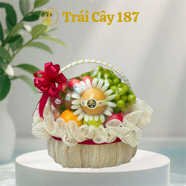 Giỏ Trái Cây Nhập Khẩu Cao Cấp Tone Vàng Kim Tuyến