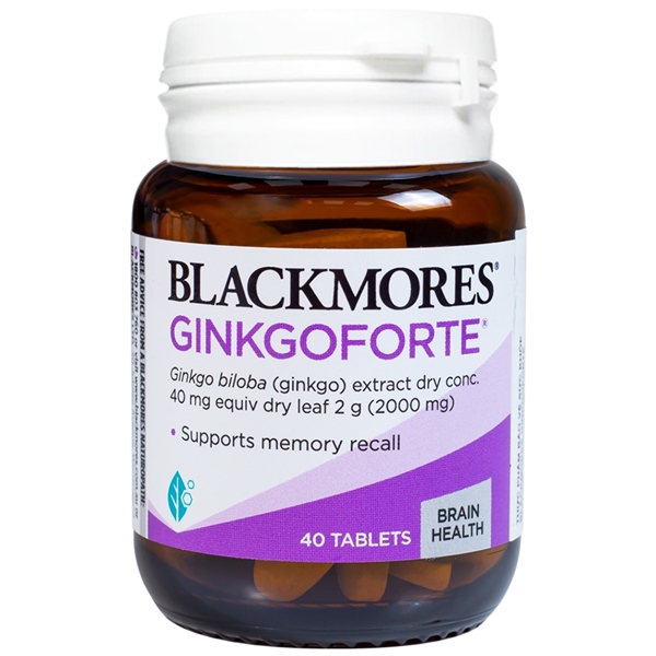 Viên uống Blackmores Ginkgo Forte Hỗ trợ tuần hoàn não (Lọ 40 viên)