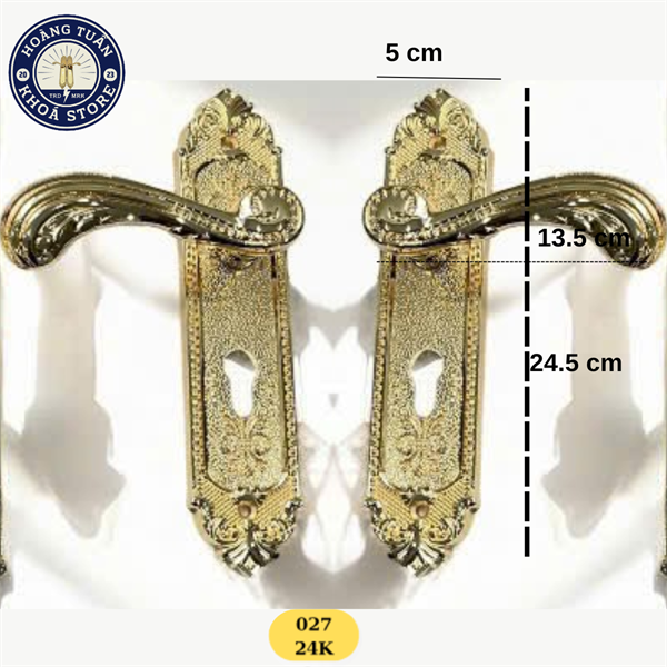 KHÓA ĐỒNG CỬA THÔNG PHÒNG KC_027-24K, DÀI 25CM - LẮP CỬA GỖ DÀY TỪ 3CM TRỞ LÊN