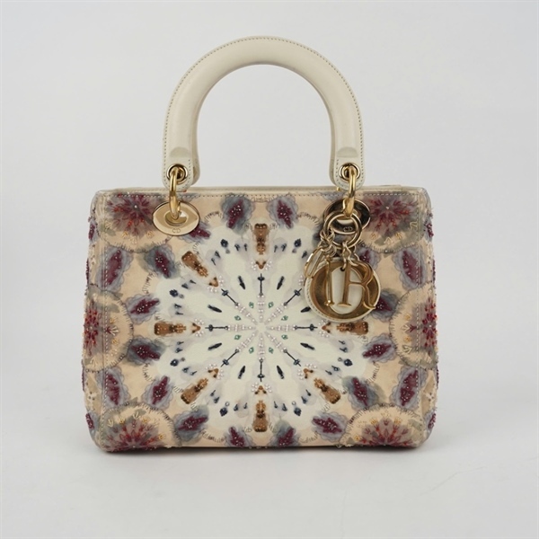 Túi Dior Lady trắng họa tiết đính cườm (04-MA-0129) szM KG+