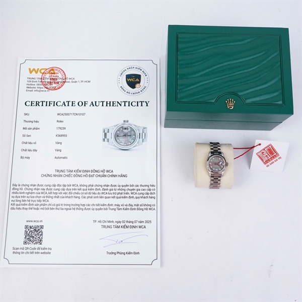 Đồng hồ Rolex vàng trắng kim zin (K568955) sz28 KG+