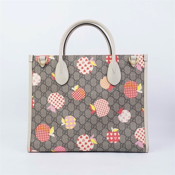 Túi GG Tote xám in hình apple (659983-525040-X) sz31 KG+