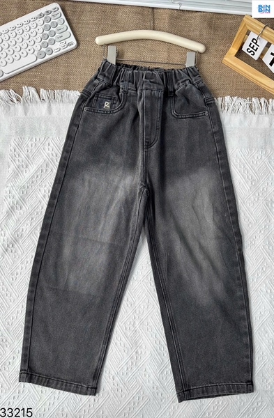 33215-Quần jean dài xám đen chữ R