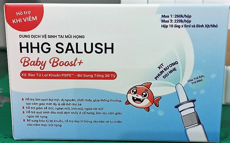 Dung dịch vệ sinh tai mũi họng HHG Salush baby boost+ - Spomedic VN - (H*10 ống x 5ml)