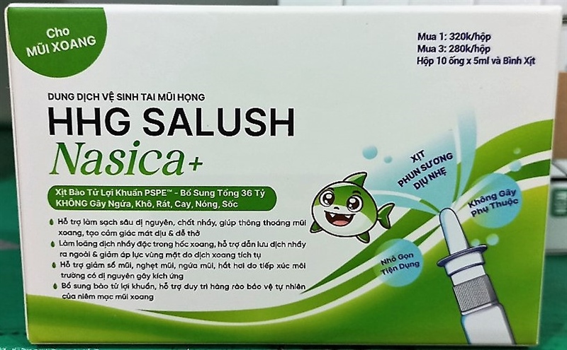Dung dịch vệ sinh tai mũi họng HHG Salush Nasica+ - Spomedic VN - (H*10 ống x 5ml)