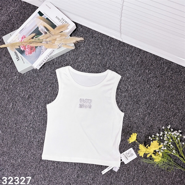 32327- Áo ba lỗ chữ Miu Miu - Trắng