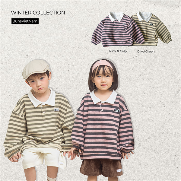 ĐÔNG 2025-ÁO POLO KẺ NGANG XÙ BUNS DÀI TAY