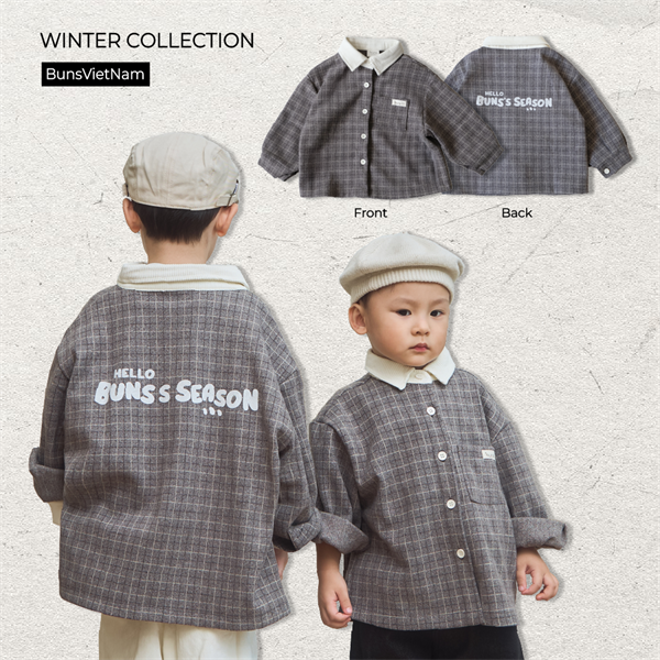 ĐÔNG 2025-ÁO SƠ MI DẠ KẺ CỔ NHUNG TĂM