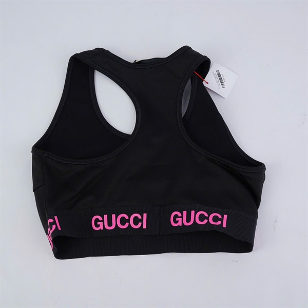 Áo thun GG croptop đen in chữ hồng (BQ) KG+