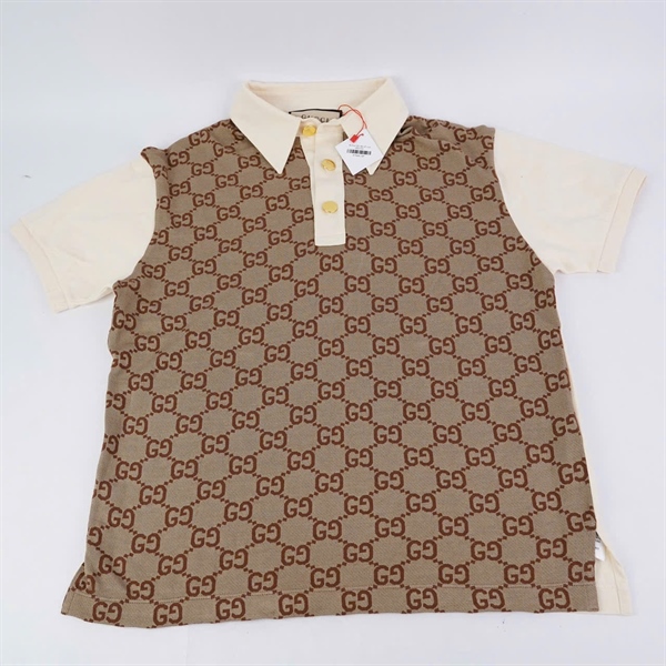 Áo thun GG nâu cổ nude (BQ) KG+