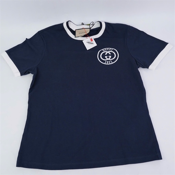 Áo thun GG xanh đậm cổ viền trắng (BQ) KG+