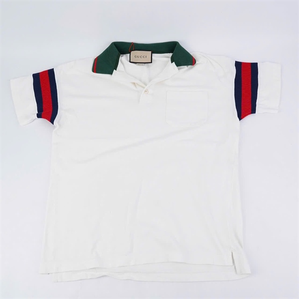 Áo thun GG trắng cổ xanh (BQ) KG+