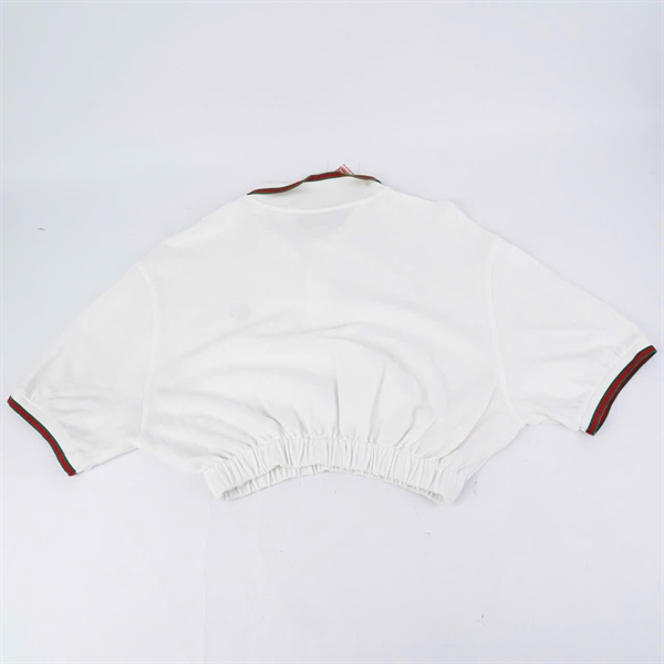 Áo thun GG trắng croptop có cổ (BQ) KG+