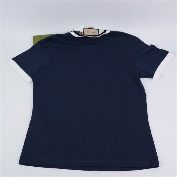 Áo thun GG xanh đậm cổ viền trắng (BQ) KG+