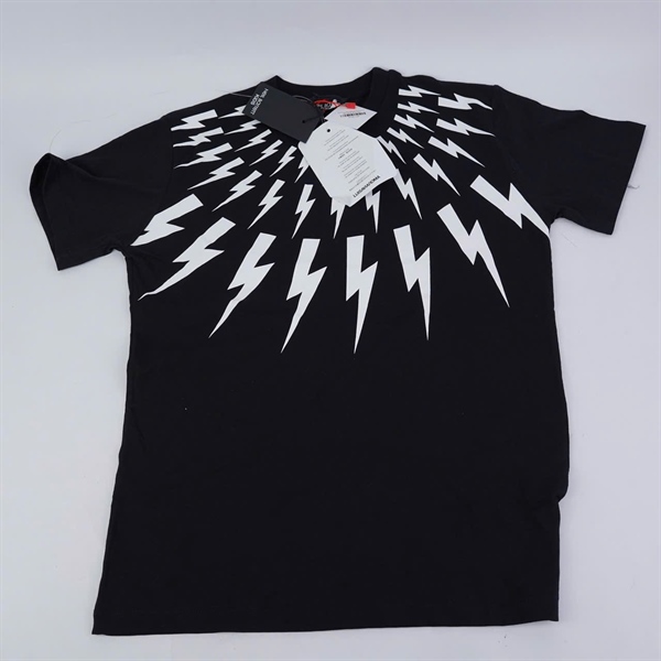 Áo thun Neil Barett đen in họa tiết trắng (BQ) KG+