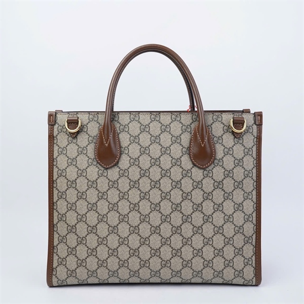 Túi GG Tote xám viền nâu (B038402605) sz31 (HT) +