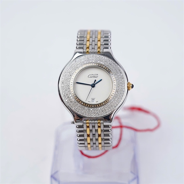 Đồng hồ Cartier 3 vành kim- kim zin demi vàng (126000P) sz37 (HN) KG+